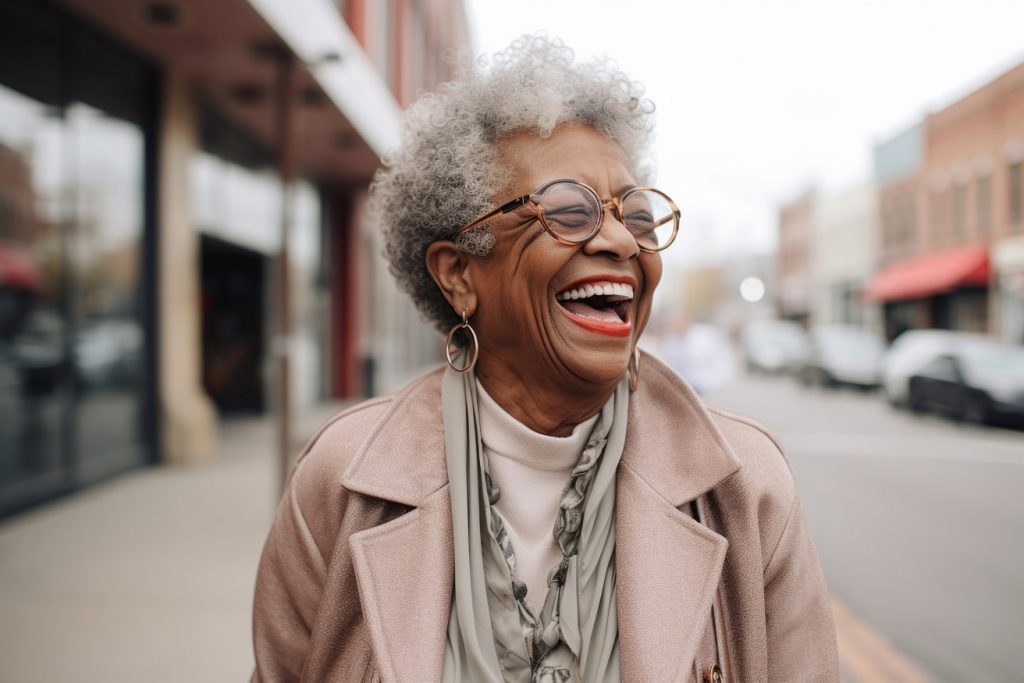 Happy elderly woman